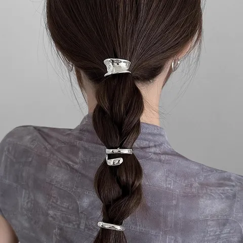 Pinza de Pelo de Aleación Minimalista Gancho de Coleta de Metal Accesorios para Cabello Luna Hueca Curvada Joyería de Peinado para Mujeres