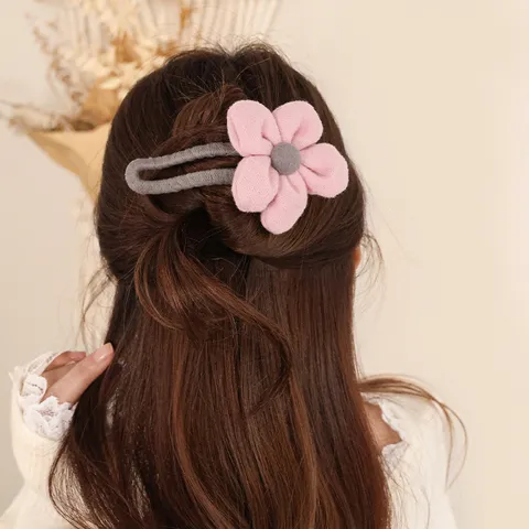 Pinza de Pelo de Garra Floral de Felpa Lindo Dulce Flor Accesorios para el Cabello Pinza de Mandíbula Grande Estilismo de Cabeza de Espalda Sombrerería para Mujeres