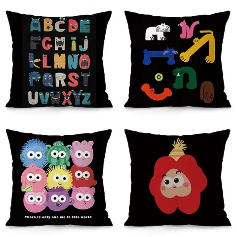 Fodera per Cuscino Divertente Mostro Pop Art Stampa Cartoon Astratta Moderna Quadrata per Divano Soggiorno Arredamento