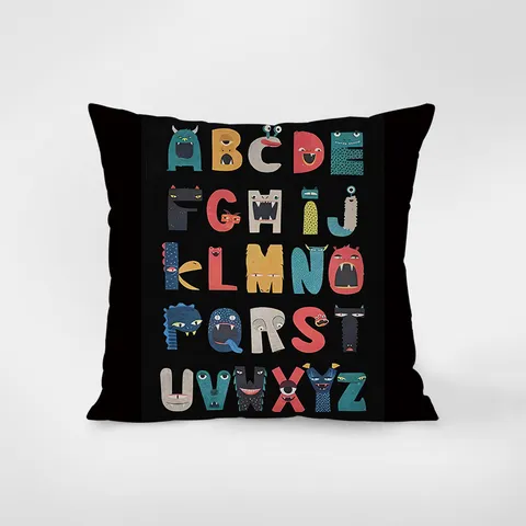 Fodera per Cuscino Divertente Mostro Pop Art Stampa Cartoon Astratta Moderna Quadrata per Divano Soggiorno Arredamento