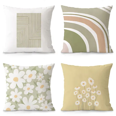 Fodera per Cuscino Decorativa Quadrata in Velluto con Motivo Floreale Fresco Stile Nordico Minimalista per Divano