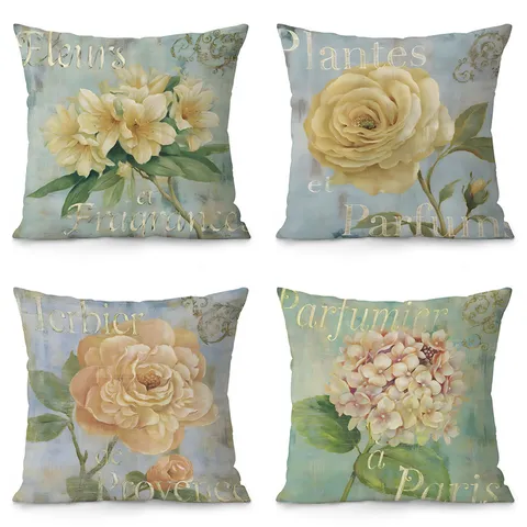 American Country Style Velvet Throw Pillow Cover Retro Floral French Art Cushion Cover For Sofa Living Room Bed