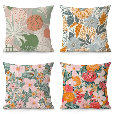 Modern Minimalist Velvet Throw Pillow Cover Decorative Floral Pattern Cushion Case For Sofa Bed Living Room Home Decor
