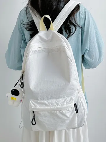 Damen Große Kapazität Nylon Rucksack Casual Einfarbig Schulrucksack Reisen Pendeln Daypack Mit Reißverschluss