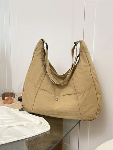 Große Kapazität Leichte Nylon Umhängetasche Casual Pendler Tragetasche Damen Einfache Einfarbige Crossbody Tasche