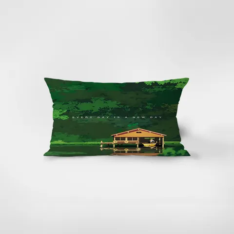 Federa per Cuscino Rettangolare Bifacciale in Velluto Verde Foresta Cuscino Decorativo per Divano Stile Nordico