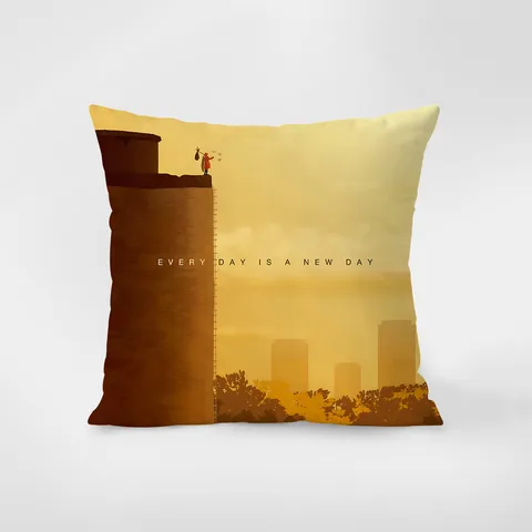 Housse de Coussin Décoratif Carré en Peluche Jaune Nordique Impression Paysage artistique pour Canapé Lit