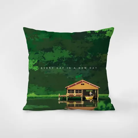 Federa per Cuscino Decorativa in Velluto con Paesaggio Forestale Verde in Stile Nordico per Soggiorno Camera da Letto Divano