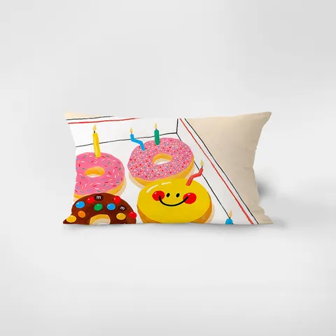 Housse de Coussin Décorative en Velours Motif Dessin Animé Mignon Style Nordique Coussin de Canapé Rectangulaire Salon Décoration