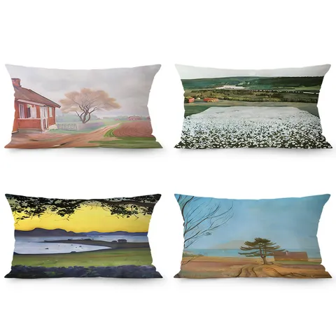 Norwegian Landscape Throw Pillow Cover Decorative Cushion Case Velvet Art Print Pillowcase For Sofa Car Home Living Room