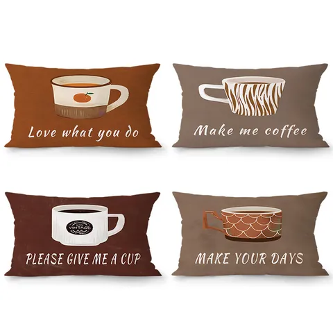 Retro Maillard Motivo Tazza di Caffè Federa in Peluche Copricuscino Decorativo Per Divano Soggiorno Arredamento Casa