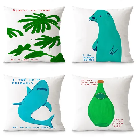 Federa per Cuscino Decorativo con Stampa di Cartoni Animati Simpatici Morbida Flanella Divano Letto Cuscino