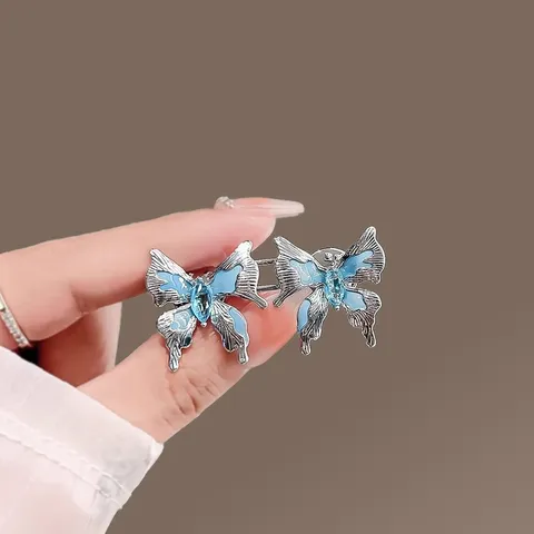 Blue Butterfly Waist Tightening Buckle Alloy Rhinestone Adjustable Waist Extender Pants Waist Tightener Clothing Accessories