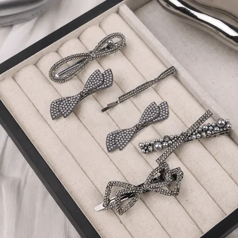 Horquilla de Pico de Pato con Diamantes de Imitación Estilo Japones y Coreano Pinza de Pelo de Perla Accesorios de Cabello de Moda para Mujer