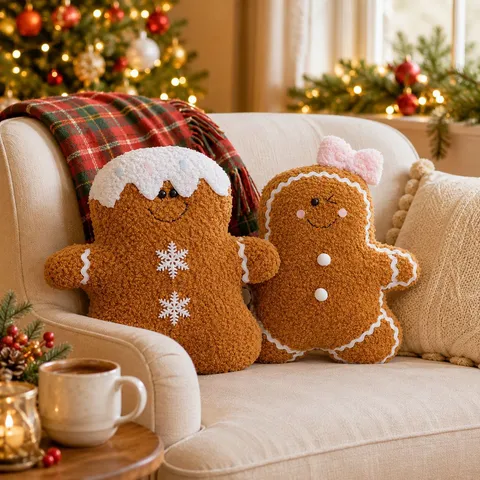 Weihnachten Lebkuchenmann Plüsch Kissen Süße Kreative Festival Atmosphäre Dekoration Heim Sofa Weiche Zierkissen Geschenk
