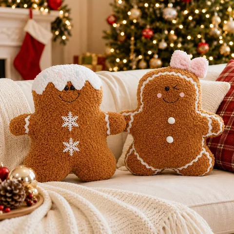 Weihnachten Lebkuchenmann Plüsch Kissen Süße Kreative Festival Atmosphäre Dekoration Heim Sofa Weiche Zierkissen Geschenk