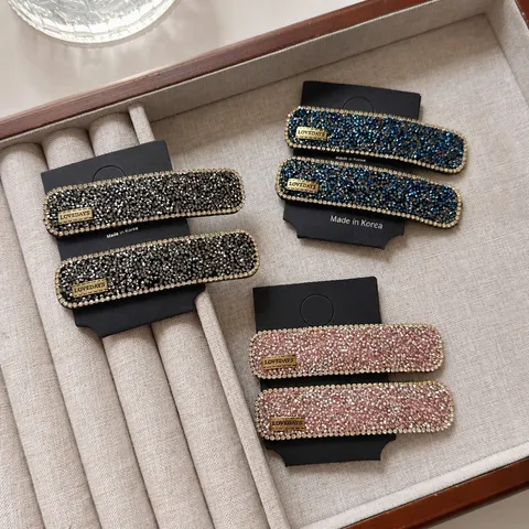Pinza de Pelo BB Cuadrada de Strass de Lujo para Mujer Accesorios de Pelo Brillantes de Material Mixto para Fiesta Diaria