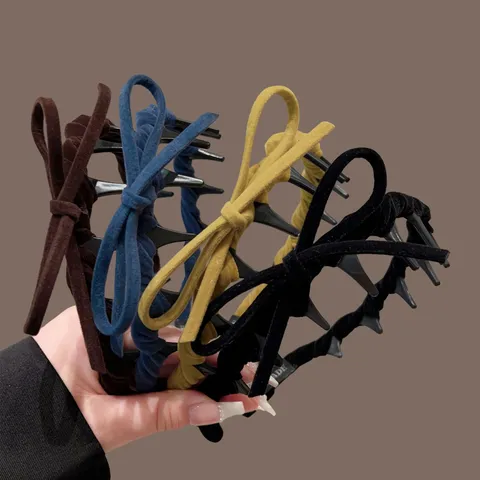 Diadema Ondulada de Tela Estilo Coreano Con Dientes Antideslizante Lavado de Cara Lazo de Terciopelo Accesorios para el Cabello de Mujer