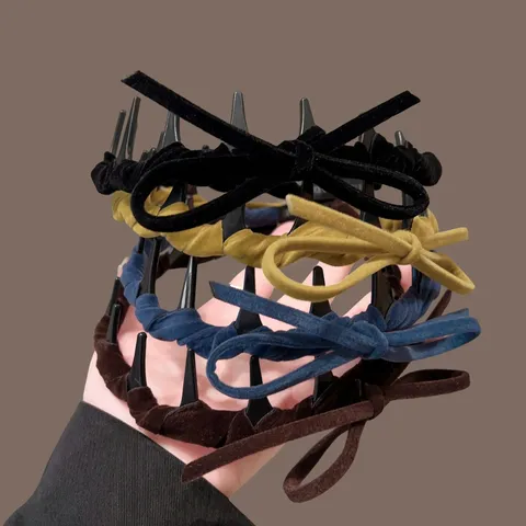 Diadema Ondulada de Tela Estilo Coreano Con Dientes Antideslizante Lavado de Cara Lazo de Terciopelo Accesorios para el Cabello de Mujer