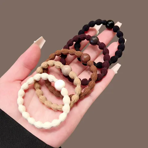 Minimalista Perla Coleteros Para Mujeres Alta Elasticidad Gomas Elásticas Simples Accesorios Diarios Para El Cabello Soporte De Coleta