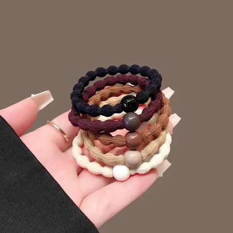 Minimalista Perla Coleteros Para Mujeres Alta Elasticidad Gomas Elásticas Simples Accesorios Diarios Para El Cabello Soporte De Coleta