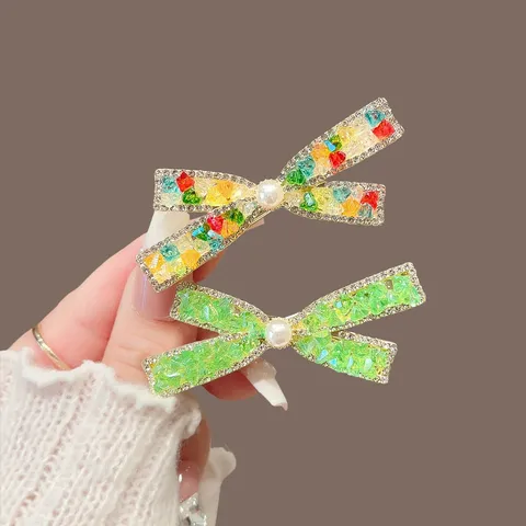 Pinza de Pelo de Lazo para Mujer Aleación Perla Artificial Strass Pinza Lateral Accesorios de Cabello Dulces Diarios