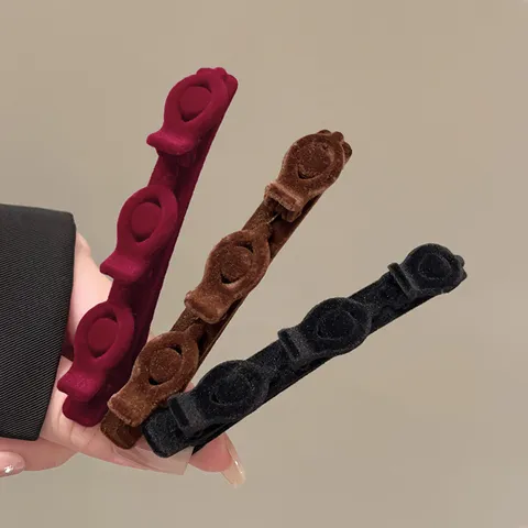 Pinza de Pelo Trenzada de Tela Flocada Horquilla Pico de Pato Accesorios Dulces