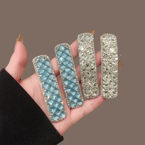 Pinza de Pelo de Diamantes de Imitación para Mujer Horquilla de Presión de Cristal Brillante Accesorios de Cabello Geométricos Rectangulares Para Estilo Diario