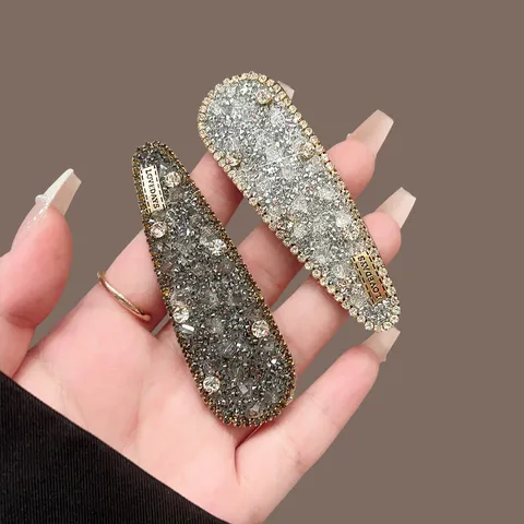 Pinza de Pelo de Cristal y Strass Francesa Horquilla Lateral Elegante Gota Cuadrada Pavé Diamante Accesorios de Pelo para Mujer