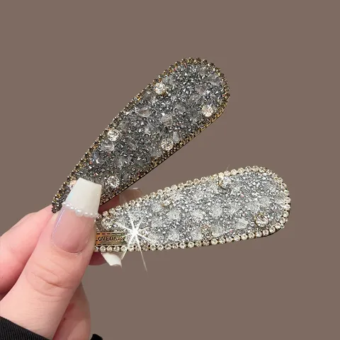 Pinza de Pelo de Cristal y Strass Francesa Horquilla Lateral Elegante Gota Cuadrada Pavé Diamante Accesorios de Pelo para Mujer