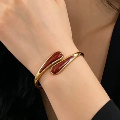 Fashion Alloy Drop Oil Open Bangle Bracelet Sweet Geometric Cuff Jewelry For Women