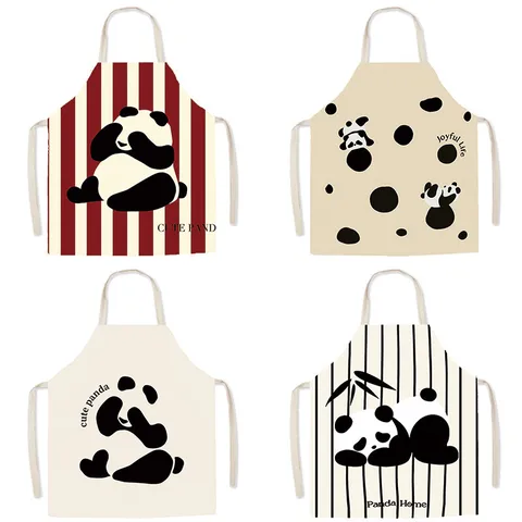 Waterproof Cute Cartoon Panda Apron Polyester Kitchen Cooking Baking Apron Adult Kids Anti-Oil Chef Bib Apron