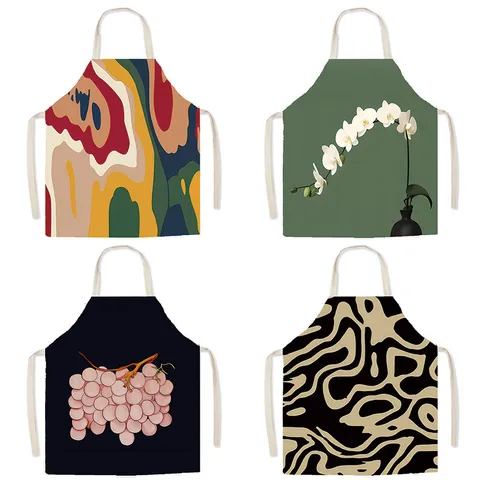 Nordique Artistique Impression Cuisine Tablier Mignon Dessin Animé Cuisson Bib Tablier Ménage Nettoyage Blouse