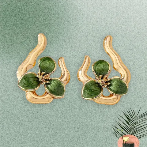 Geometric Irregular Drip Oil Flower Symmetric Stud Earrings Sweet Fresh Casual Dating Versatile Women Fashion Jewelry