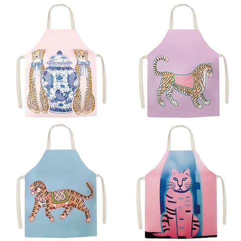 Delantal Estampado Retro Americano Sin Mangas Cocina Cocinar Hornear Antimanchas Delantales de Poliéster Para Mujeres Hombres Adultos Niños