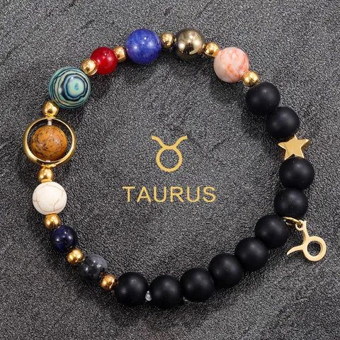 Natural Stone Beaded Bracelet Solar System Constellation Bracelet Handmade Couple Jewelry Gift For Men Women