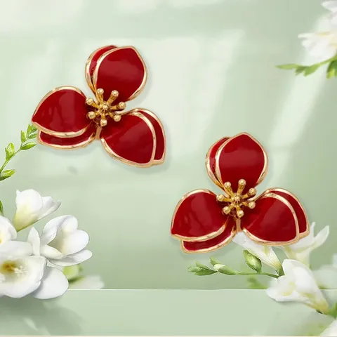 Flower Stud Earrings Vintage Enamel For Women Alloy Drip Oil Floral Drop Earrings Fashion Jewelry Gift