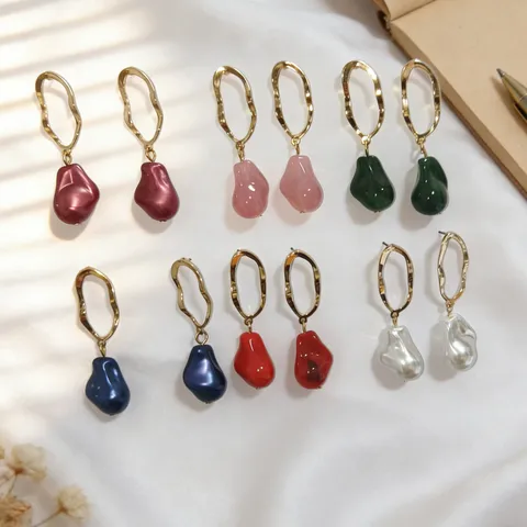 Minimalist Zinc Alloy Irregular Geometric Hollow Drop Earrings With Artificial Pearl Fashion Jewelry For Women