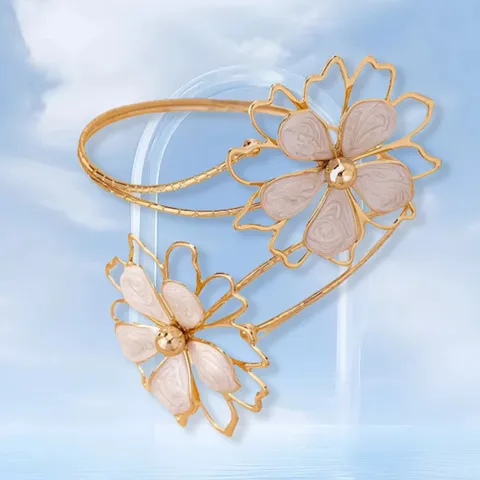 Fashion Personality Irregular Hollow Flower Iron Bracelet Women Chic Versatile Arm Cuff Open Bangle Jewelry