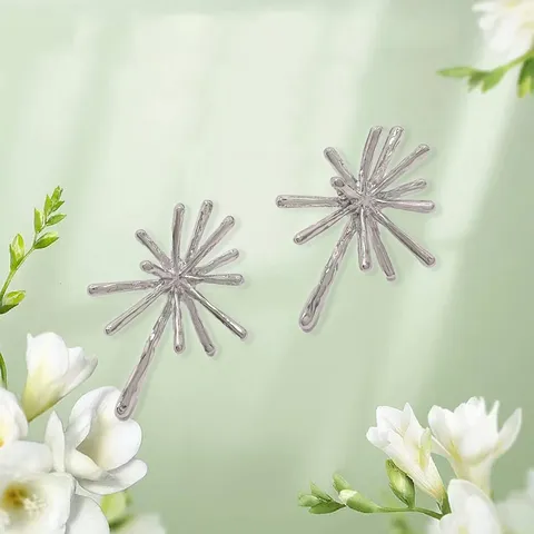 Exaggerated Fireworks Sea Urchin Alloy Stud Earrings Unique Geometric Metal Fashion Jewelry For Women Party Daily