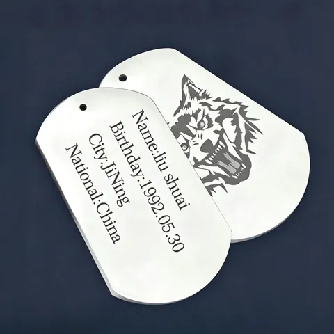 Military Style Metal Dog Tag Necklace Stainless Steel Identity ID Name Tag For Pets Couple Women Men Jewelry Pendant