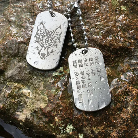 Military Style Metal Dog Tag Necklace Stainless Steel Identity ID Name Tag For Pets Couple Women Men Jewelry Pendant