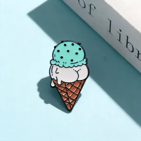 Minz Eistüte Emaille Brosche Süß Cartoon Metall Legierung Abzeichen Pin Für Rucksack Kleidung Mode Schmuck Zubehör