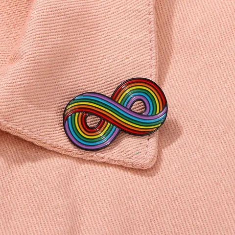 Rainbow Infinity Symbol Lapel Pin Enamel Brooch Badge Personalized Colorful Metal Jewelry Backpack Clothing Jacket Accessory
