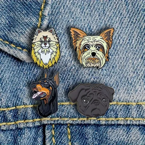 Schattige Hondenras Portret Legering Broche Emaille Pin Badge Voor Kleding Tas Decoratie Accessoires Sieraden Cadeau