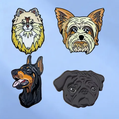 Schattige Hondenras Portret Legering Broche Emaille Pin Badge Voor Kleding Tas Decoratie Accessoires Sieraden Cadeau