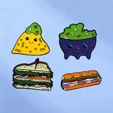 Broche en Émail Alimentaire Cartoon Mignonne Pin Sandwich Croustilles Avocat Badge Pour Sac à Dos Accessoire de Vêtements Bijoux Cadeau Foodie