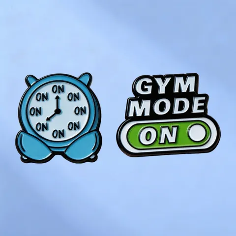 Motivational Self-Discipline Alloy Brooch Gym Mode On Alarm Clock Metal Badge For Backpack Clothing Unisex Accessories