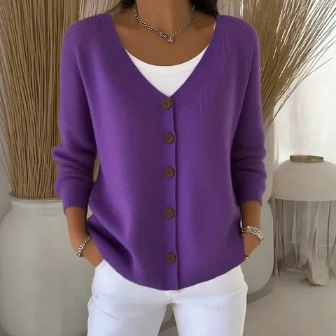 Dames V-hals Cardigan Trui Met Knoppen Polyester 3D Bedrukt Losse Lange Mouw Gebreide Jas Casual Top Voor Herfst Winter
