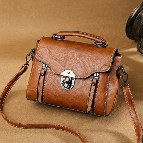 Retro PU Leren Crossbody Tas Dames Kleine Vierkante Handtas Met Metalen Slot Decoratieve Ritsen Vintage Stijl